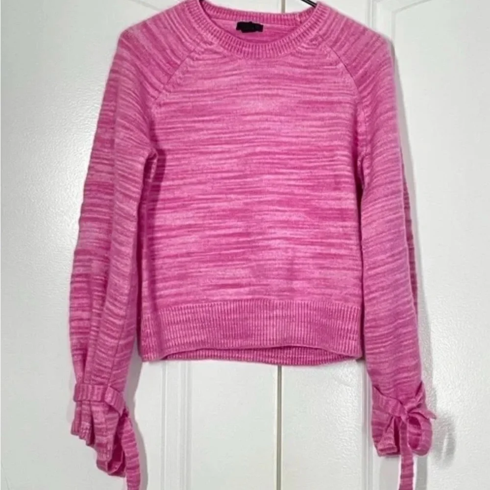 J. Crew Collection Pink Marled Alpaca Knit Tie Sleeve Sweater Sz M